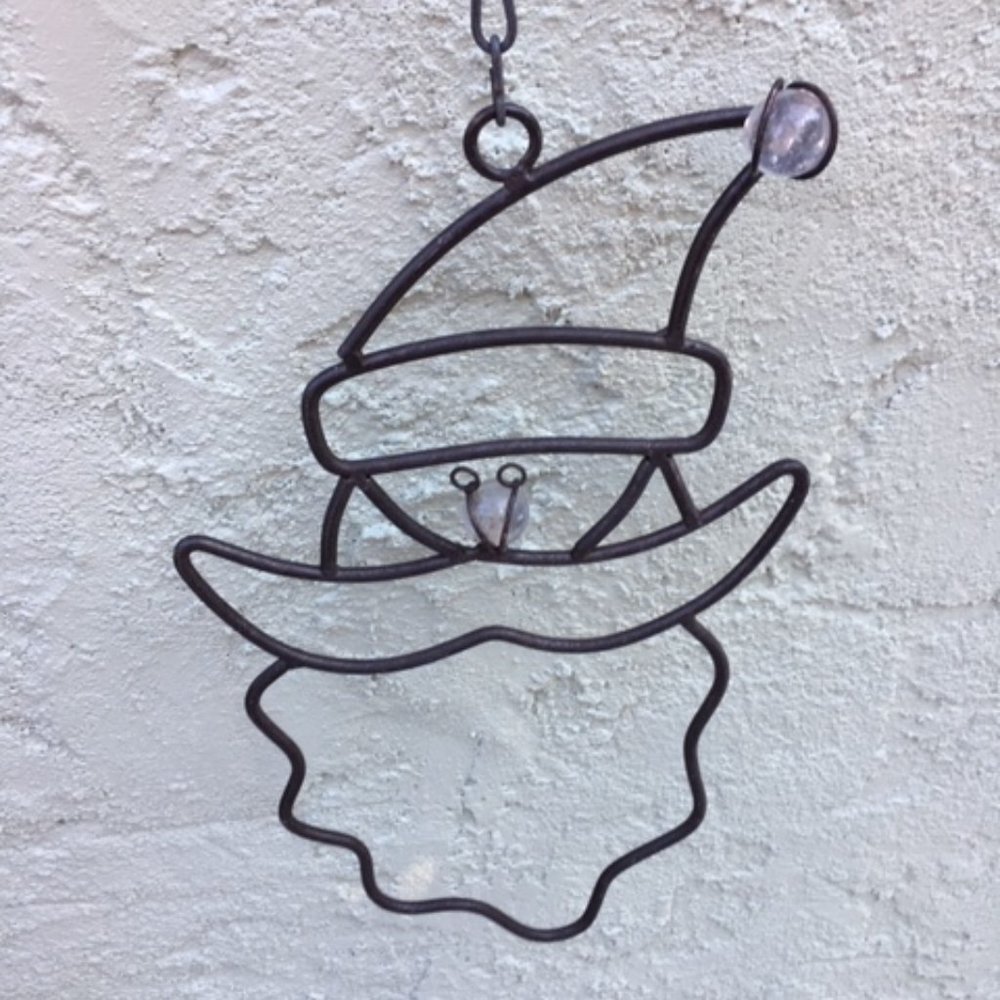 Santa w/Hanging Chain Christmas Winter Holiday Decor Metal Iron 9"x15"